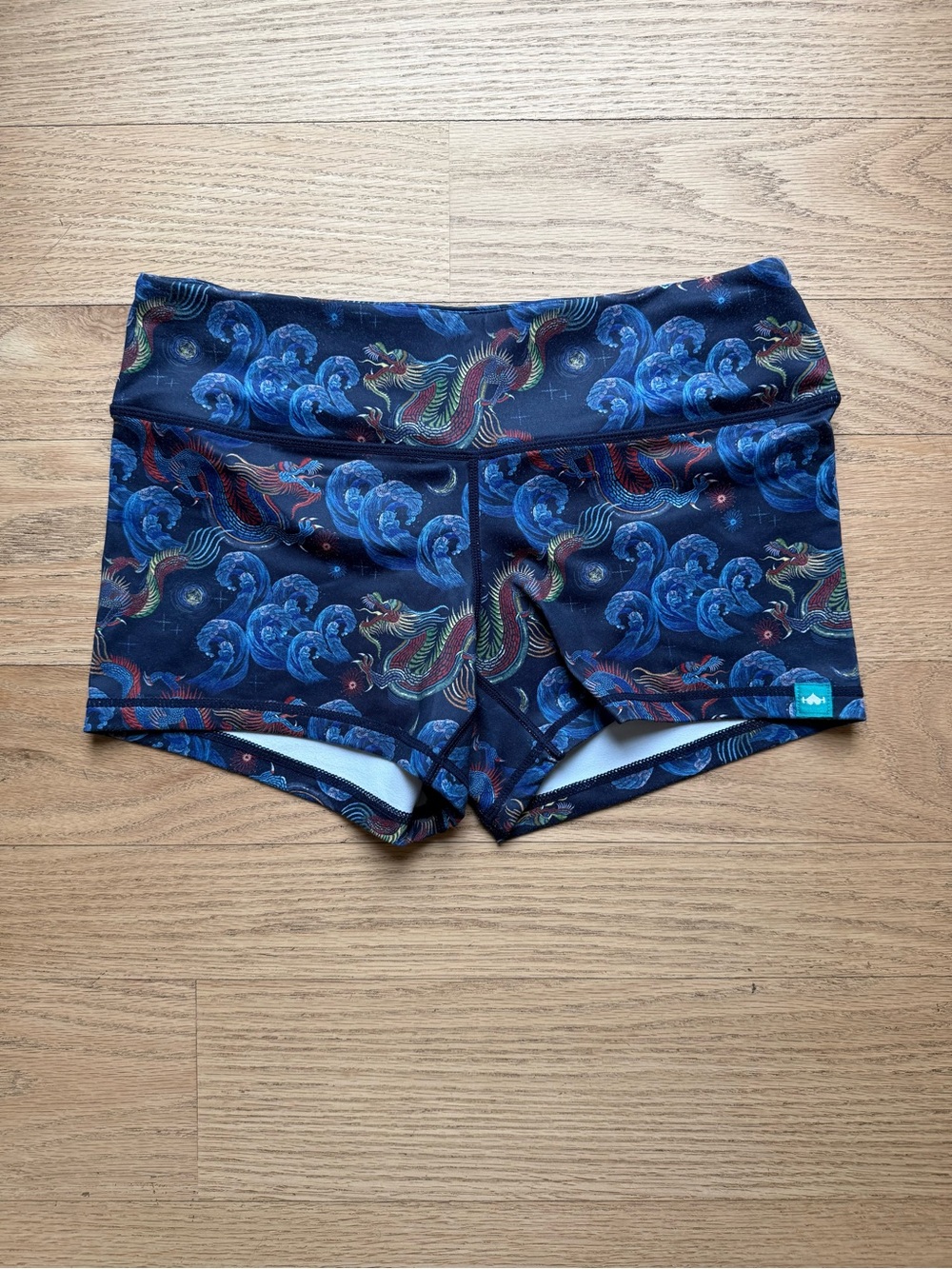 Women's Navy Dragon Wave Performance Athletic Shorts